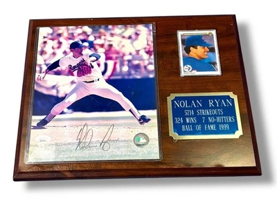 Vintage Nolan Ryan Signed Photo on 5714 Strikeouts Plaque with Card & JSA Cert - Image 1 of 2