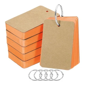 3.5"x 2" Blank Flash Cards with Rings Study Card Index Cards Note Orange 300pcs - Picture 1 of 5
