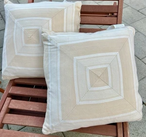 Ralph Lauren kräftige Streifen weiß khaki Dekokissen Baumwolle Entendauneneinsätze 17 Zoll - Bild 1 von 8