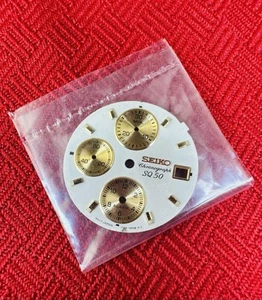 Original NOS Seiko SQ50 Chronograph Dial 7T32-6K98 Gold Subdials Alarm Quartz - Bild 1 von 3