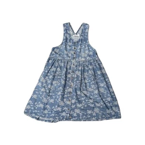 Mainstreet Blue Vtg 90s Floral Denim Jumper Dress Grandmacore Size B2 READ - Picture 1 of 10