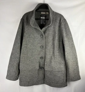 LL Bean Peacoat Size 2X Gray Bellandi Wool Coat Made in Italy Quiet Luxury NWOT - Picture 1 of 5