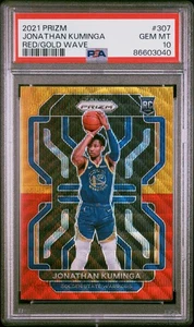 2021 Panini Prizm Jonathan Kuminga #307 Red Gold Wave PSA 10 - Foto 1 di 2