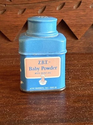 ANTIGUA PUBLICIDAD ZBT POLVO PARA BEBÉS con ACEITE DE OLIVA MINI MUESTRA TALCO LATA ESTERLINA  Foto 1 de 4