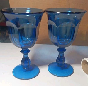 Vintage Old Williamsburg Deep Blue Ultra Imperial Glass Water Goblets - Set of 2 - Picture 1 of 5