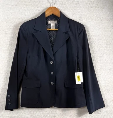 Chaqueta Blazer Judith Hart Petites Para Mujer 10P Clásica Azul Marino 3 Botones Elastizada Nueva Con Etiquetas Foto 1 de 4