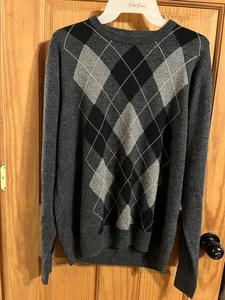 Men’s Dockers Argyle Sweater Gray and Black Long Sleeve Size Large - Picture 1 of 3
