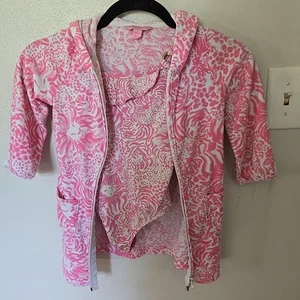 Lilly Pulitzer Little Girls One Piece Swimsuit with Coverup Pink White Lion 5 - Picture 1 of 8