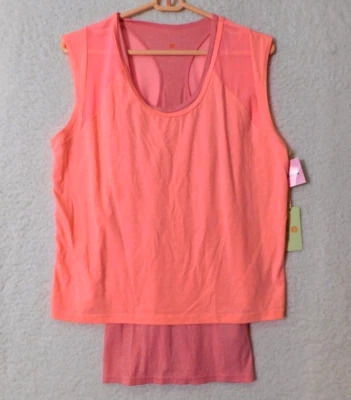 Camiseta sin mangas atlética Tangerine talla pequeña coral 2 capas adjunta Foto 1 de 4