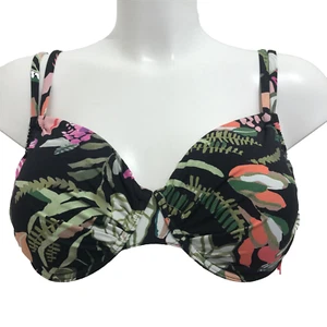 Top de bikini floral negro 14E 14 tazas E con aros acolchado extraíble acolchado damas - Imagen 1 de 8