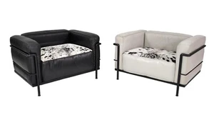 Early Cassina Black Leather LC3 Lounge Chairs Le Corbusier Jeanneret Perriand AI - Picture 1 of 12