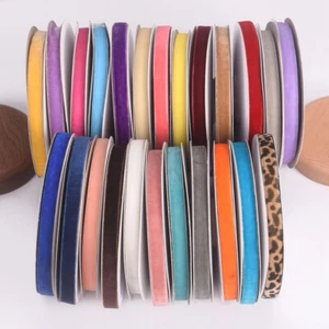 10 yards 3/8in 10mm Solid Color Flocked Velvet Ribbon Lot Sewing Trim Decoration - Picture 1 of 32