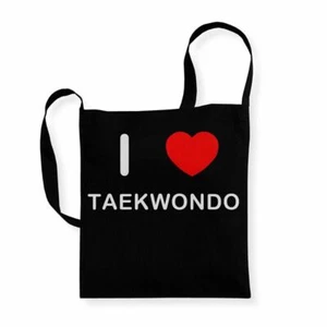 Bolso de asa larga de algodón reutilizable Taekwondo I Love - Imagen 1 de 8