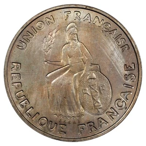 Nouvelle-Calédonie 1 franc 1948 ESSAI Union Française nickel-bronze KM.E4 Lec.25 - Picture 1 of 2