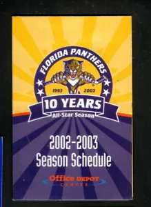 Florida Panthers--10th Anniversary Logo--2002-03 Pocket Schedule--Sun-Sentinel - Picture 1 of 2