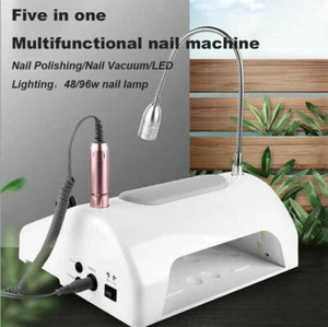  Nail Vacuum Cleaner Polishing Machine Nail Art Suction Dust Collector LED Light - Picture 1 of 11
