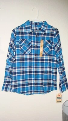 Urban Pipeline Shirt Ultimate Flannel Blue Plaid Long Sleeve Boys Large 14/16 - Image 1 of 4