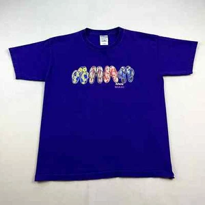 Vintage Hawaii T-Shirt Youth Medium Purple Beach Sandal Flip Flops Maui Island - Picture 1 of 11