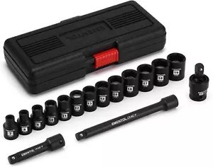 16PCS 3/8" Drive Magnetic Impact Socket Set 7-19mm 6Point Cr-Mo & Extension Bar - Picture 1 of 7