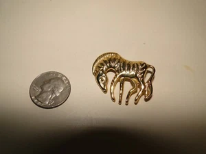 Vintage Gold Tone Jungle ZEBRA Brooch Pin - Picture 1 of 5