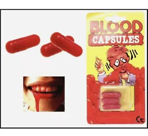 Fake Blood Trick Joke Blood Capsules Horror Vampire Zombie Theatrical Party - Picture 1 of 4