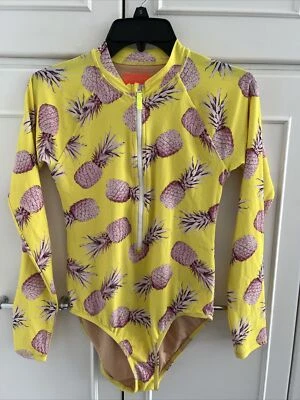 Maiô Crewcuts feminino tamanho 16/xxl amarelo manga longa protetor contra erupções cutâneas - Imagem 1 de 4