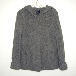 AMERICAN EAGLE OUTFITTERS Hand Knit Lambs Wool Snap Front Hoodie Cardigan Size M - Picture 1 of 7