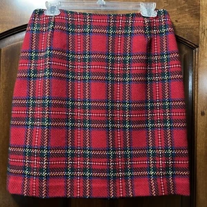 FALDA EDDIE BAUER A Line ROJA TARTÁN MEZCLA DE LANA A CUADROS Totalmente Forrada Para mujer 10 NUEVA CON ETIQUETAS - Imagen 1 de 5