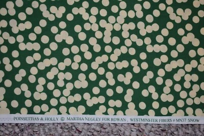 Martha Negley fabric for Rowan MN37 Snow green by the yard early print OOP - Image 1 of 2