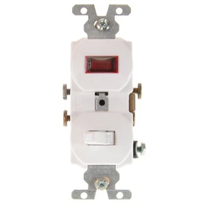 GENERAL ELECTRIC 15A 120V Volt Single Pole Wall Switch Pilot Light (White) - Picture 1 of 5