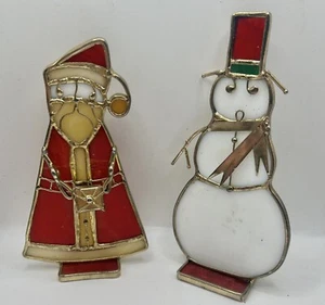 "Lote de figuras independientes de muñeco de nieve y Papá Noel de vitrales de colección 6""-7""" - Imagen 1 de 2