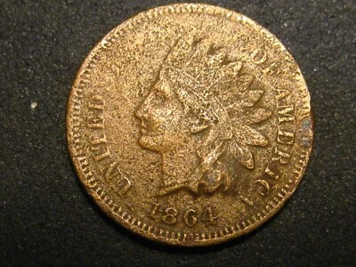 1864 Bronze Indian Head Cent XF Detail ERROR 90 DEGREE ROTATED DIE #1 - Image 1 of 4