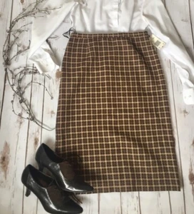 Kasper Brown Lined Plaid Skirt NWT - Picture 1 of 3