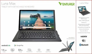 VENTURER LUNA MAX 14 64GB 14" HD Tablet Keyboard Android 10 Bluetooth 16 GB SD - Picture 1 of 16