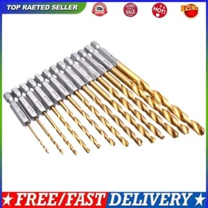 13-teiliges 1/4-Zoll-Sechskantbohrer-Set mit Titanbeschichtung, HSS-Spiral-Schla - Bild 1 von 11