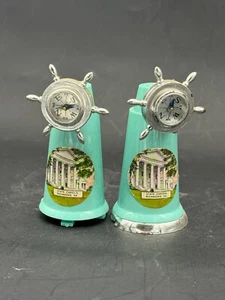 Vintage 60’s Virginia  Nautical Ship Wheel Compass Plastic Salt & Pepper Shakers - Picture 1 of 10