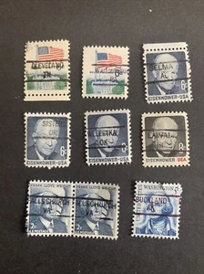 1/831 US Stamp 9 Bad Overprinted Precancels MNHOG 3 Faults Stamps See Pictures - Picture 1 of 2