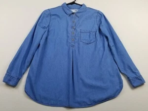 Old Navy Chambray Shirt Women’s Maternity Small Blue Long Sleeve Collared Cotton - Picture 1 of 8