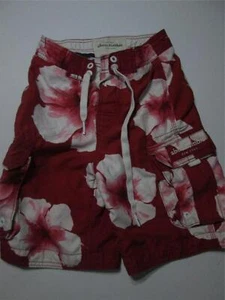 Abercrombie Youth Girls Size S Cargo Shorts Red Tie Floral Breathable Casual - Picture 1 of 7
