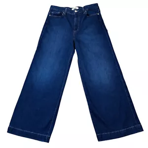 PAIGE Anessa High-Rise Wide Leg Crop Jeans The Disco Blue 12" Rise Size 30 - Picture 1 of 9