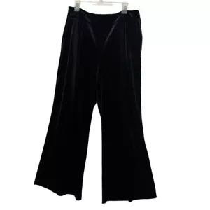 INC International Concepts Womens XL Black Velvet Wide Leg Dress Pants Stretch - Imagen 1 de 12