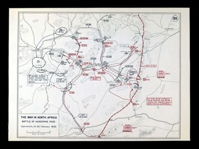 二战地图 85 北非战争 突尼斯 卡塞林战役 Pass & Sidi Bou Zid — 第 1/2 张图片