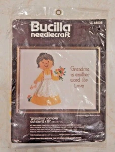 VTG Bucilla Needlecraft "Grandma" Sampler Kit #48508 15" x 18" Family Love Craft - Picture 1 of 3