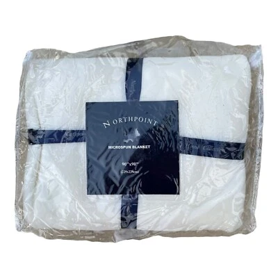 Northpoint 90" x 90" Microspun Cream Off White Blanket Style 71199 NEW - Image 1 of 4