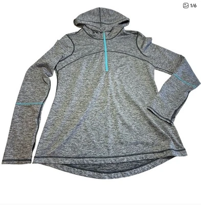 Sudadera con capucha Zella para mujer 1/4 cremallera talla XL forrada de lana gris jaspeado Foto 1 de 4