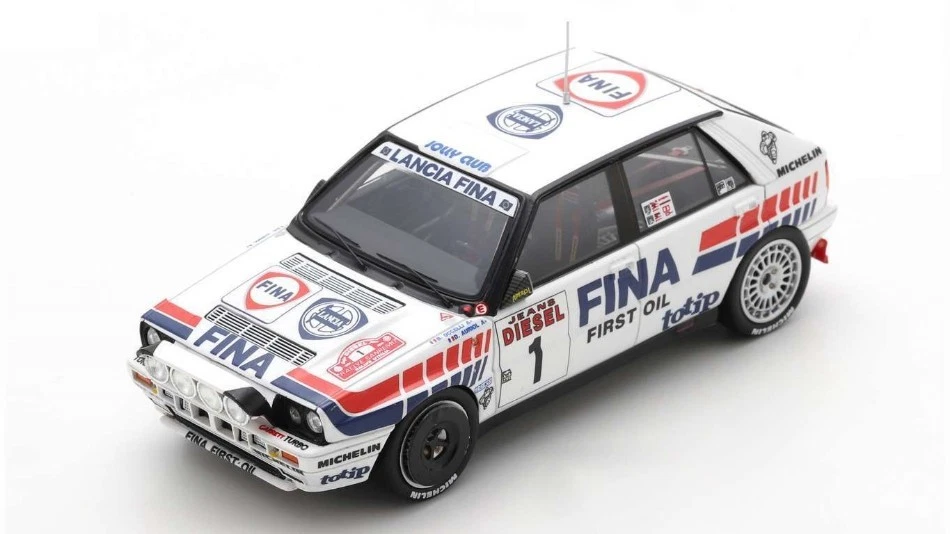SPARK MODEL S9008 LANCIA DELTA HF 16V N.1 WINNER RALLY SANREMO 1991 AURIOL-OCCEL - Immagine 1 di 1