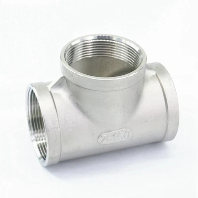1 Pcs, 2" 150 Female NPT Tee Cast 304 Stainless Steel Pipe Fitting - Image 1 of 4