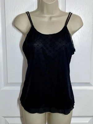 Top cami superpuesto de malla negro para mujer mediano capricho oscuro romance Y2K Fairy Foto 1 de 4