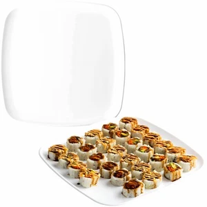 Classic White Plastic Organic Square Tray - 12" (Pack of 2) - Stylish & Durab... - Picture 1 of 5