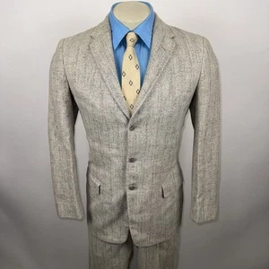 Brookfield Suit Mens 38 S Jacket Coat 29 30 Pants Flecked Wool Vtg 50s 60s MCM - Picture 1 of 24